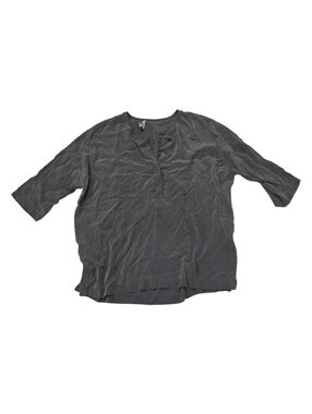 Go Silk 100% Silk Brown Popover Blouse Top M